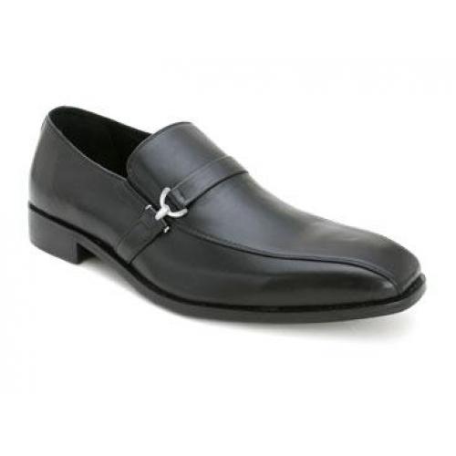 Bacco Bucci "Mata" Black Genuine Soft Italian Calfskin Slip-On Loafer Shoes
